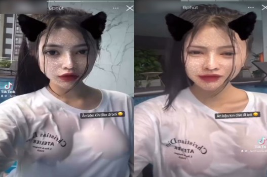 Uyên Nhi vú bự khiến dân tình xốn xang ở hồ bơi